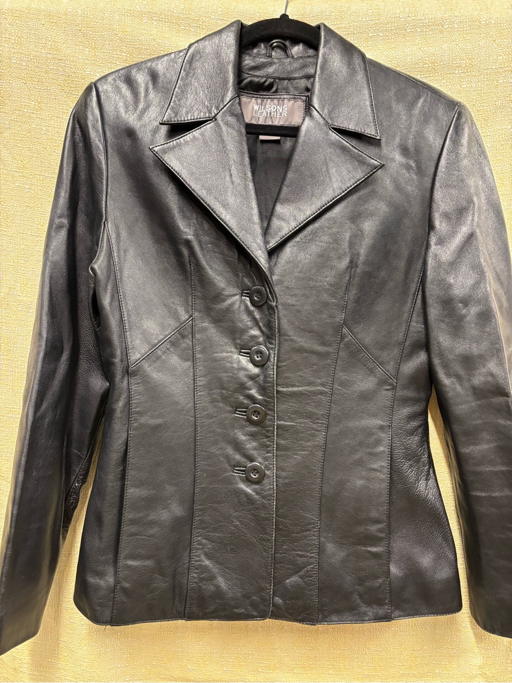 Vintage Wilsons Leather Black Women's Button-Front Leather Blazer